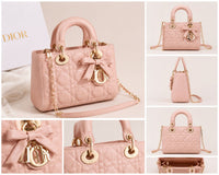 Luxury Pink Quilted Bow Charm Handbag for Women