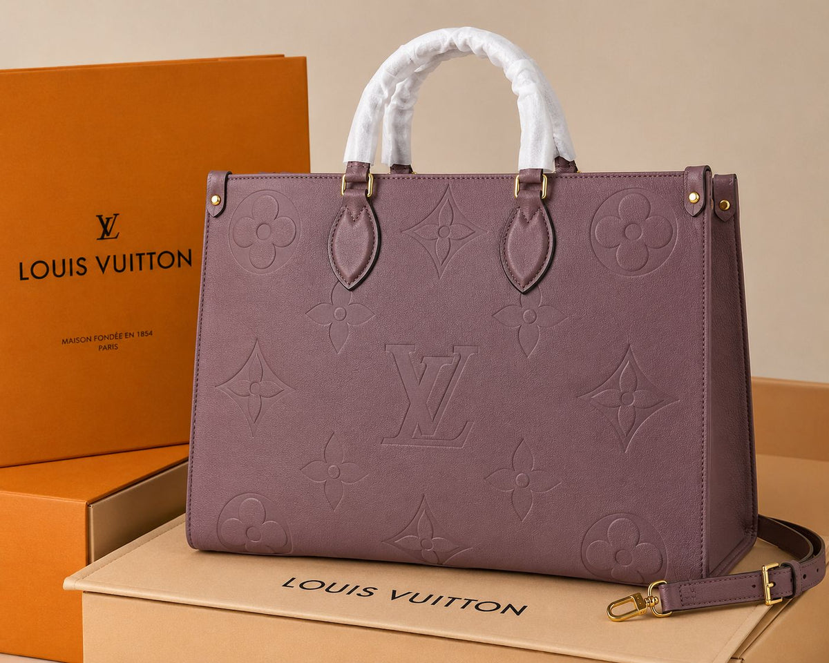 Luxury Embossed Monogram Tote Bag – Mauve