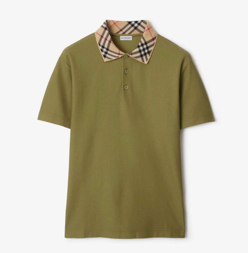 Burberry Check-Collar Cotton Polo Shirt