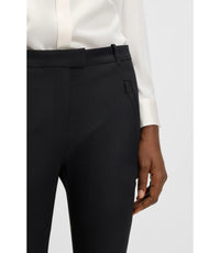 Boss Zipped Hem Slim Fit Trousers With Cropped Length Black Women's