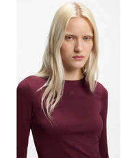 Hugo Stretch Jersey Top With Stacked Logo Print Dark Purple Women's