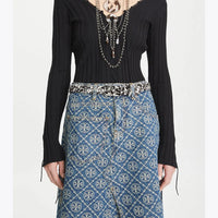Tory Burch Plate Belt Warm White / Black