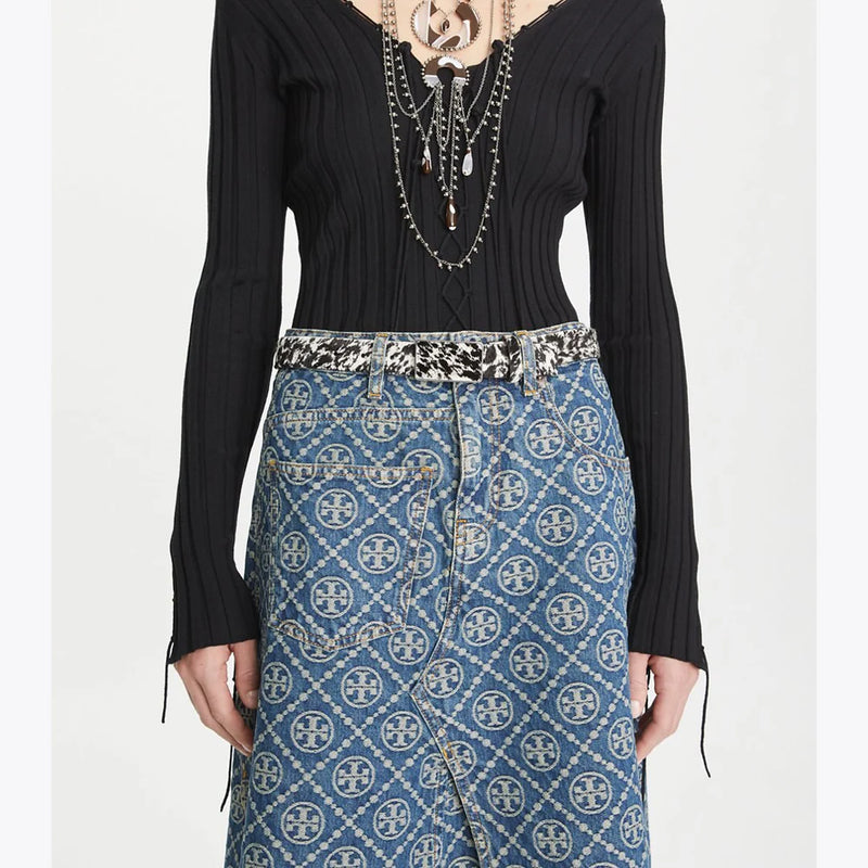 Tory Burch Plate Belt Warm White / Black