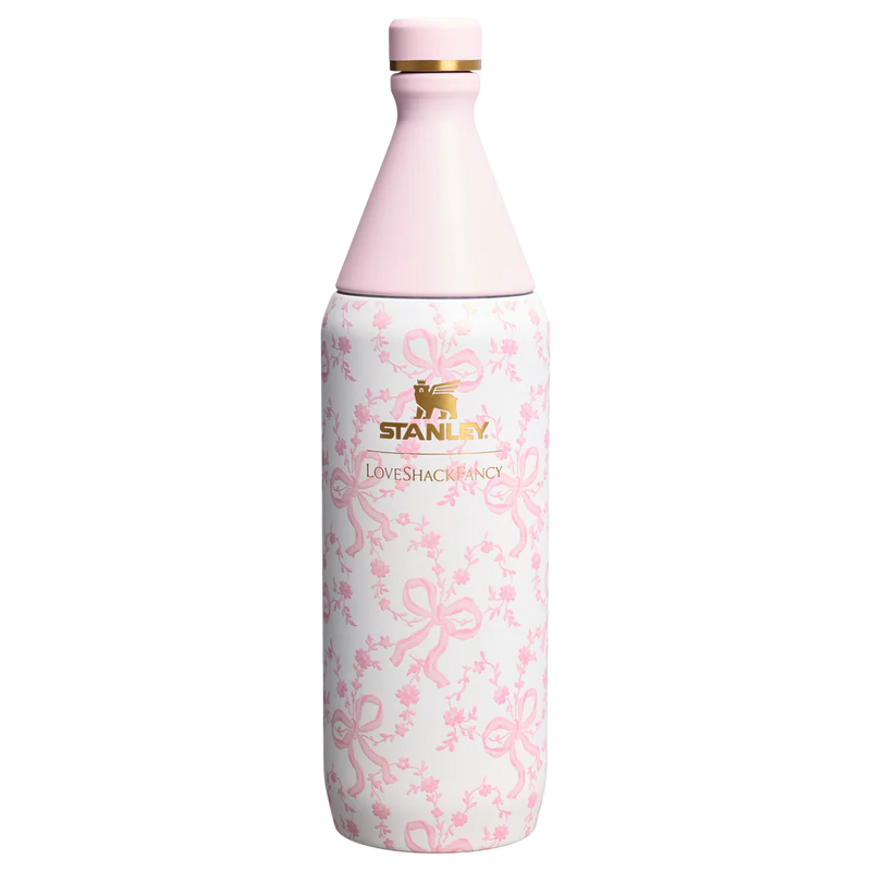 Stanley 1913 x LoveShackFancy Holiday All Day Slim Bottle | 34 OZ Coquette Bow Chantilly Coquette Bow Chantilly