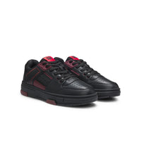 Hugo X Rb Faux Leather Trainers With Bull Graphic Logo Black Black