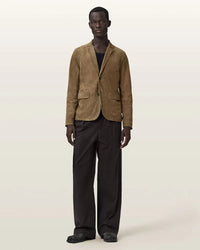 AllSaints Monet Waxed Suede Blazer Dune Brown