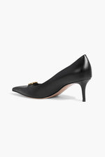 Valentino Garavani Vlogo Signature Leather Point-Toe Pumps Black Women's
