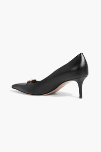 Valentino Garavani Vlogo Signature Leather Point-Toe Pumps Black Women's