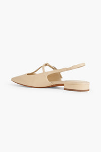 Vince. Leather Slingback Point-Toe Flats Beige Women's