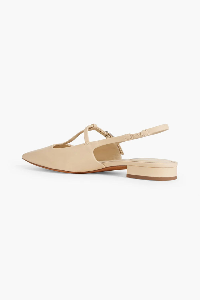 Vince. Leather Slingback Point-Toe Flats Beige Women's