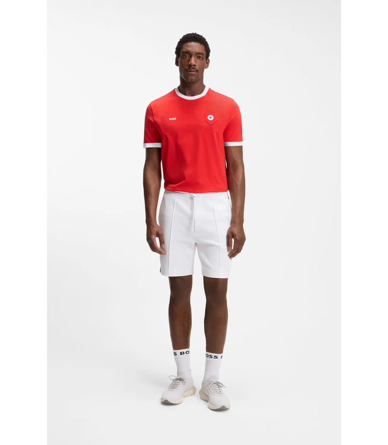 Boss Stretch Cotton T Shirt With Country Flag And Logo Canada Red
